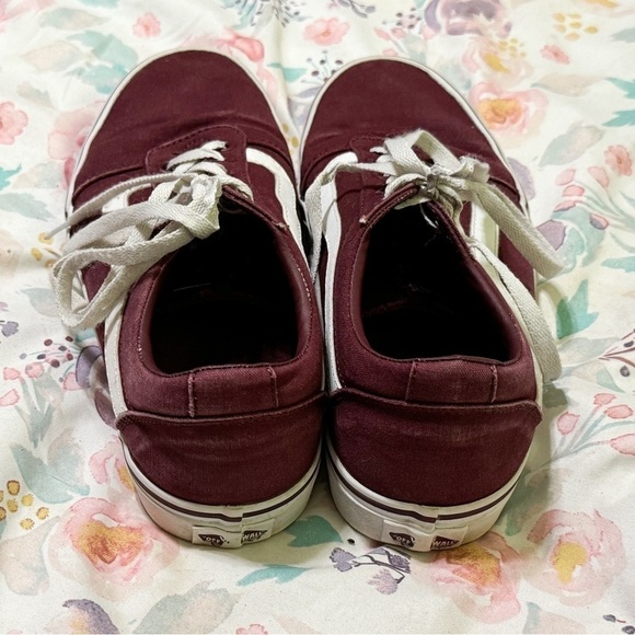 Maroon White Old School Sneakers Van Women Size 9.5 - Picture 4 of 16